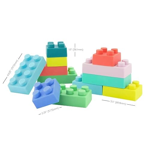 Infantino Super Soft Building Blocks, Easy-to-Hold for Babies & Toddlers, BPA-Free, Multi-Colored, 12-Piece Set thumbnail 3