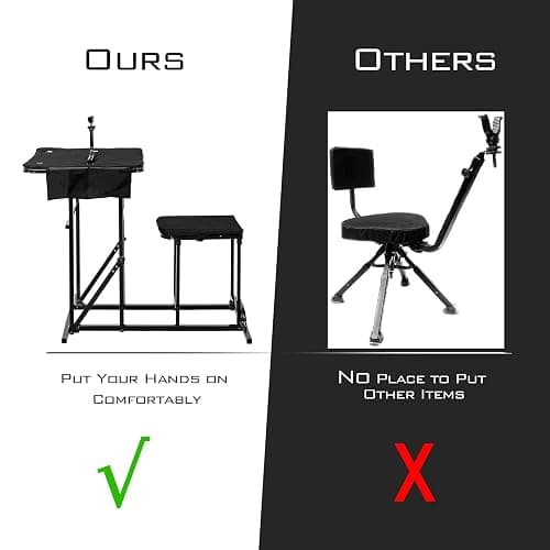 IRONMAX Foldable Shooting Bench, Height Adjustable Shooting Table with Padded Seat, Gun Rest & Gear Pockets, Portable Shooting Bench for Rifles, Outdoor Range and Hunting thumbnail 6