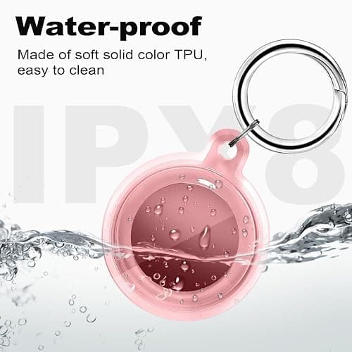 Foweroty 1|2|4 Pack IPX8 Waterproof Case for AirTag (2nd & 1st Gen), Full Body Holder Keychain, Anti-Scratch Cover for Apple Air Tags, Luggage, Pet Collar, Car Keys, Kids, Clear Pink thumbnail 2