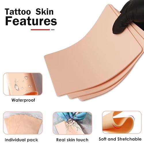 10Pcs Tattoo Skin 3MM - Urknall Fake Skin Blank Tattoo Practice Skins Double Sides Fake Skins Tattooing for Beginners and Tattoos Artists Tattooing Supplies thumbnail 4