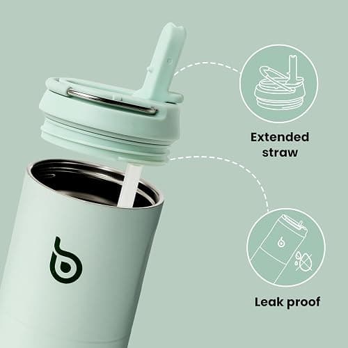 bottlebottle Stainless Steel Water Bottle with Straw and Lid, Sports Insulated Metal Water Bottle with Handle, Light Green, 700ml thumbnail 4