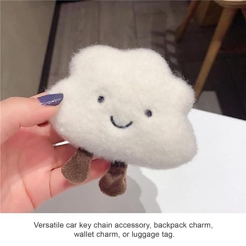 MOGITO Cute Cloud Keychain Plush Keyring, Fluffy Bag Charm Pendant for Women Girls, Soft Car Accessory for Backpack Purse Keys, plush keychain thumbnail 5