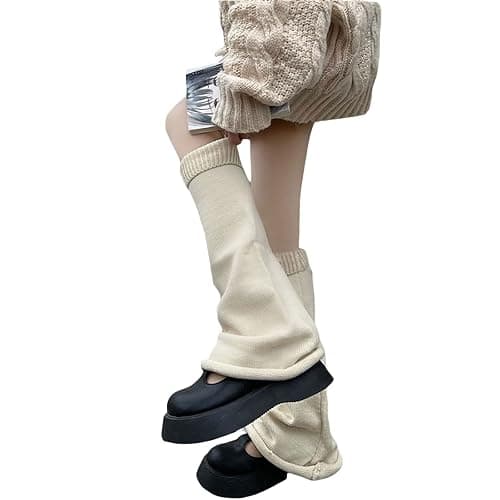 Fernvia Womens Lolita Knit Long Socks Leg Warmers Harajuku Japanese Kawaii Boot Socks Winter Ankle Heap Sock thumbnail 3