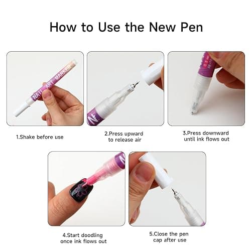 Nail Art Pens 12 Colors Set, Nail Art Markers Polish Pen for 3D Nail Art, nail art Tools for Dotting Drawing Painting Point Liner DIY thumbnail 3