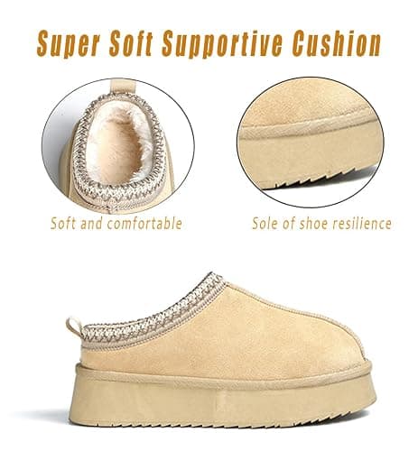 ZERISM Women's Slippers Platform Mini Boots Short Ankle Boot Fur Fleece Lined Sneakers House slippers Anti-Slip Boot For Outdoor thumbnail 4