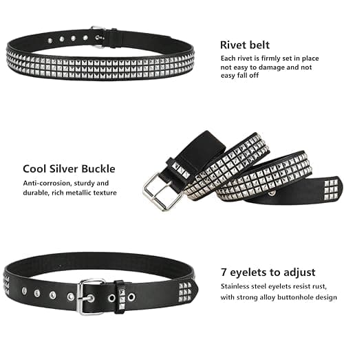 Black Studded Belt, Studded Bracelet Goth Rivet Punk Rock Cuff Bracelets Y2K Belt Emo Spike Cuff Bracelet Grunge Accessories for Women Men thumbnail 3