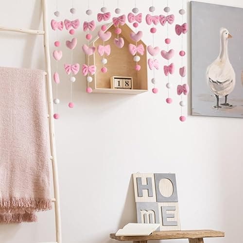 Kynthyre Cute Plush Curtain for Door Window Wall 33" W x 36" L Self-Adhesive Pink Bow Heart-Shaped Kawaii Curtain for Living Room and Bedroom Decor thumbnail 7