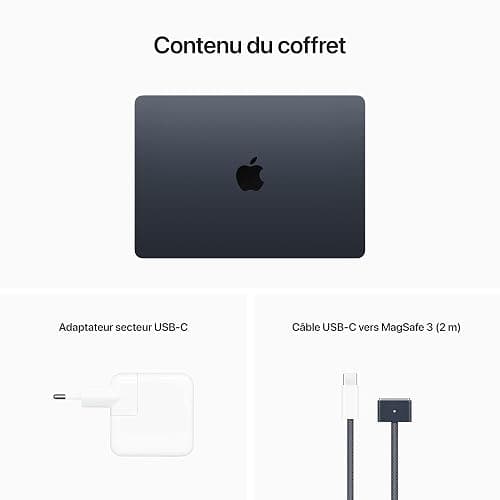Apple MacBook Air Portable avec Puce M2 : écran Liquid Retina de 13,6 Pouces, 16 Go de RAM, 256 Go de Stockage SSD, Clavier rétroéclairé, caméra FaceTime HD 1080p ; Minuit thumbnail 6