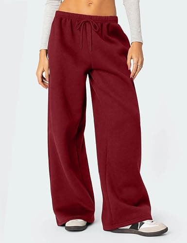 HeSaYep Women's Fleece Lined Sweatpants Winter Warm Wide Leg Sweat Pants Baggy Casual Pants with Pockets thumbnail 4