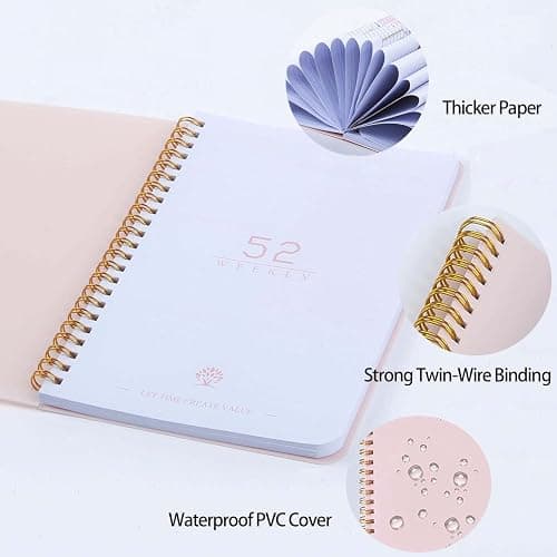 Moseem Weekly Planner Notebook, Undated A5 Planner Notebook Daily Planner to Do List Diary,Weekly Goals Planner with Habit Tracker 52 Weeks Planning for College Work ADHD Planner(Pink) thumbnail 5