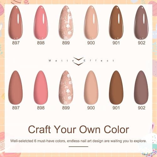 Lavender Violets 12Pcs Dip Powder Nail Kit - 6 Nude Pink Neutral Colors Dipping Powder System with Base & Top Coat Activator for French Manicure at Home M204 thumbnail 2