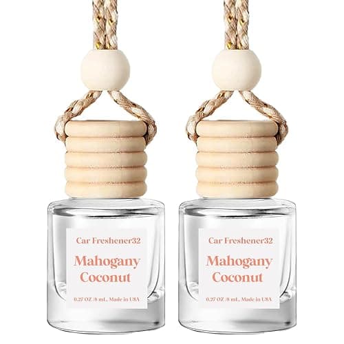 HoogaLife Car Air Freshener Diffuser 2 Pack Hanging Mahogany Coconut Car Air Freshener for Women 45+ days Long Lasting Fragrance Made in USA (M32) - Image 1