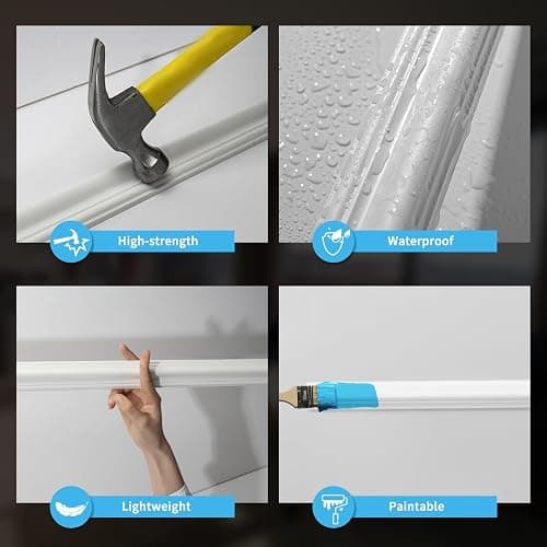 Art3d Pre-Cut Wall Molding Set of 6 pcs, Ready-to-Assemble Wainscoting Panels for Interior Wall Décor Living Room Bedroom Accent Wall - Installed with Glue, 3 Top 3 Bottom thumbnail 6