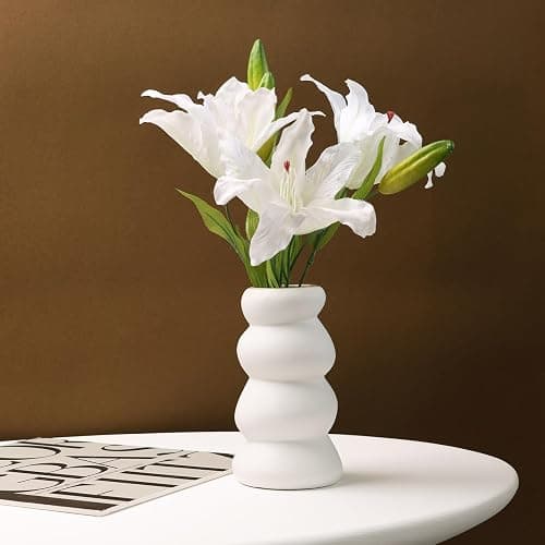 Umlaca Keramik Vase, Blumenvase, WeiB Dekorative Vasen für Pampasgras Deko, Modern Vase für Home Wohnzimmer Esstisch Bauemhaus Büro Dekor thumbnail 6