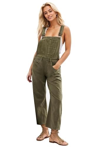 Ladyful Women's Denim Overall Casual Straight Wide Leg Bib Jeans Overall Adjustable Straps Denim Romper Stretch Jumpsuits - Image 1