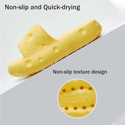 Jfxgjuv Cheese Sliders Cheese Slides Cheese Slippers for Women Men Pillow Sandals Cloud Slides Non Slip Quick Dry Shower Shoes - 10.5-11.5 Women/8.5-9.5 Men - Yellow thumbnail 4