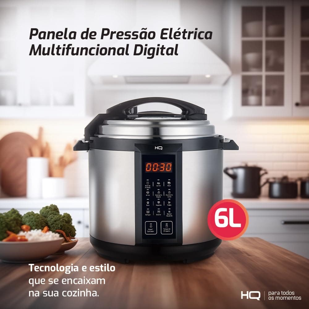 Panela de Pressão Elétrica Multifuncional Digital HQ 6L Inox HQ-Y6DI (127V) thumbnail 3