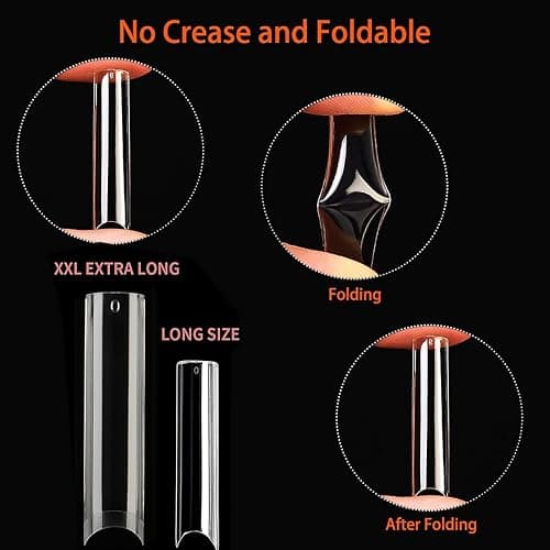 UNA GELLA Nail Tips Square XXL Tips 120 PCS No C Curve Gel Tips Extra Long Square Straight Nails Half Fake Nail Tips No Trace for Acrylic Nail Tips for Home DIY with Box - Half Straight thumbnail 5
