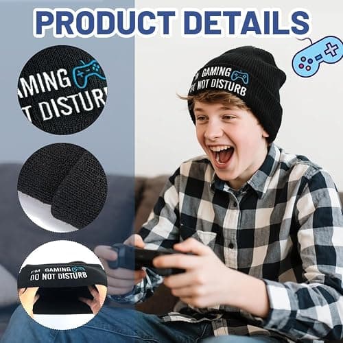 AffeGifts Gaming Gifts for Men and Boys Over 12 Year Old, Gaming Beanie Soft Knitted Hat Gamer Stocking Fillers for Teenage Boys Funny thumbnail 3