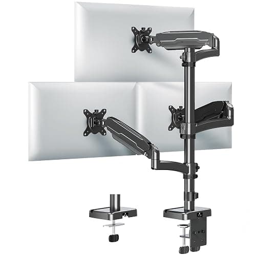 MOUNT PRO Triple Monitor Mount for Max 32" Computer Screen, Adjustable 3 Monitor Desk Mount, up to 19.8lbs Each, Gas Spring Three Display Arm with Tilt Swivel Rotation, VESA Mount 75x75/100x100mm - Image 1