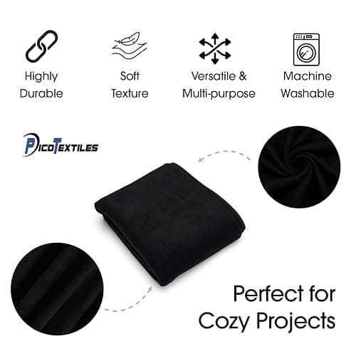 Pico Textiles 4 Yards Bolt - Black Solid Fleece Fabric - Sold by The Bolt - Ideal for Sewing Projects, Scarves, No Sew Fleece Throws & Tie Blankets thumbnail 5