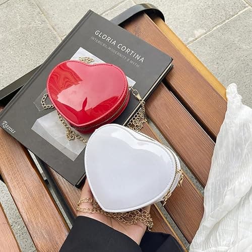 Canpto Girls Crossbody Purse Cute Heart-shaped Shoulder Kid Bag Lacquer Leather Princess Bag for Little Girls thumbnail 2