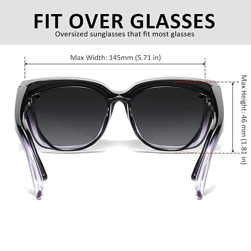 LVIOE 2 Pack Polarized Fit Over Sunglasses for Women Men Oversized Square Over Glasses Sunglasses with UV Protection LS7511 thumbnail 5