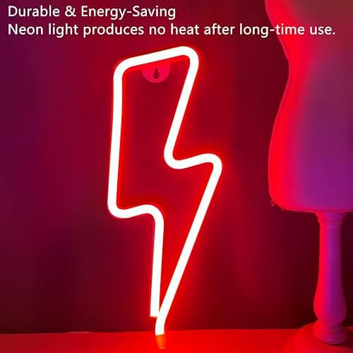 Neon Signs Lightning Bolt Neon Light Sign for Wall Decor, Battery or USB Powered Led Lightning Light Neon Sign for Bedroom, Kids Room, Birthday, Party, Wedding, Home Decorations, Kids Gift Yellow - Blue thumbnail 8