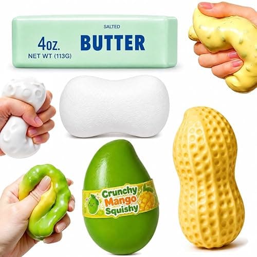4 PCS Crunchy Butter, Peanut, Soap, Mango Squishy Box, Soft Squishy Toy For Anxiety & Stress Relief, Gifts for Kids & Adults. - Image 1