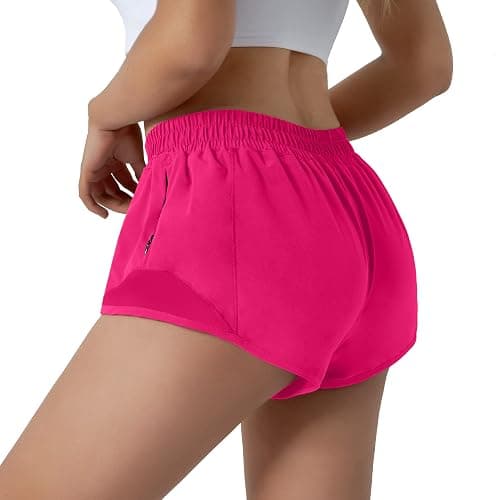 Aurefin Running Shorts for Women,Quick Dry Athletic Sports Shorts Lightweight Active Workout Gym Shorts with Zip Pocket thumbnail 3