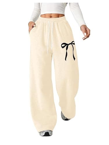 Verdusa Girl's Bowknot Baggy Sweatpants Lightweight Straight Leg Athletic Pants with Pockets thumbnail 6