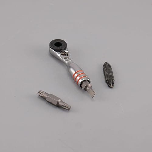 711L Mini Ratchet Wrench DUO - One of the World's Smallest 1/4" Ratchet Wrench For Tight Spaces - For Flat (32mm) and Standard (25mm) Double-ended Bit thumbnail 5