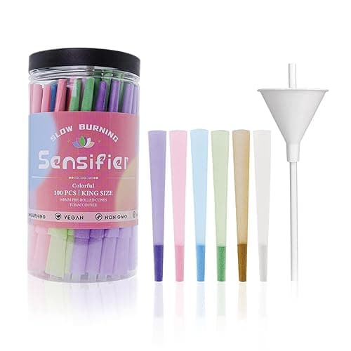100 PACK Colorful Pre Rolled Cones| King Size Rolling Paper Cone with Loader and Packing Sticks - Image 1