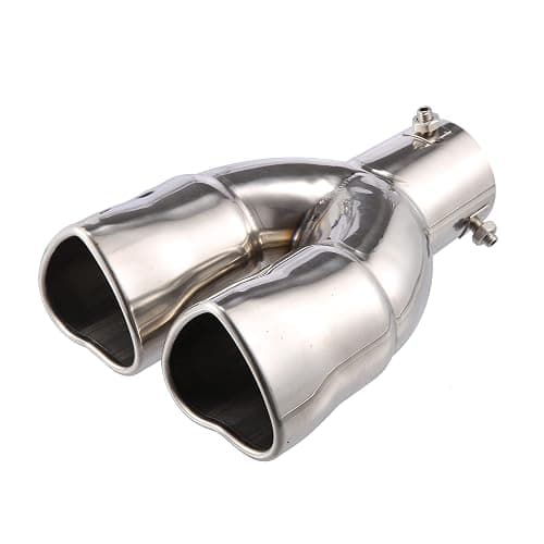 X AUTOHAUX 63mm 2.48" Inlet Straight Type Heart Shape Universal Exhaust Pipe Muffler Tip Tailpipe Bolt-On for Car Truck 8.1" Length Stainless Steel Silver Tone thumbnail 5