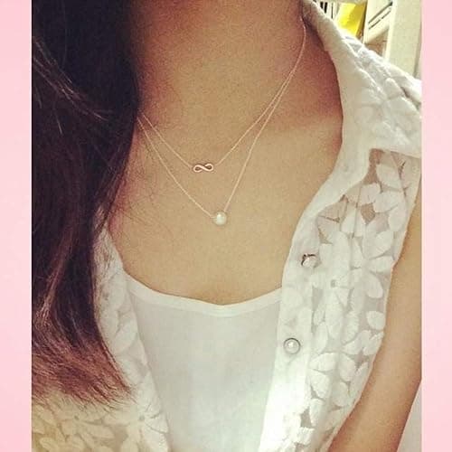 Friendship Infinite 8 Necklace Lucky Elephant Star Pearl Circle Pendant Necklace for Women Gift Card… thumbnail 4