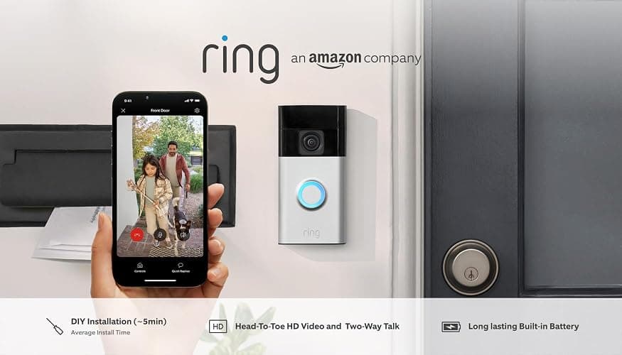 Ring Battery Video Doorbell | DIY Wireless Video Doorbell Camera with Head-To-Toe View, HD Video | Easy to install (5 min) | With Built-in Battery I 30-day free trial of Ring Subscription Plan thumbnail 7