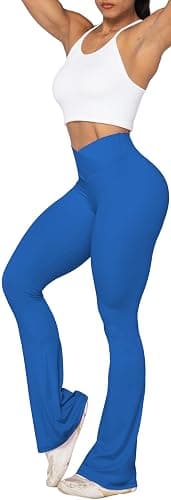 Sunzel Flare Leggings, Crossover Yoga Pants with Tummy Control, High-Waisted and Wide Leg thumbnail 6