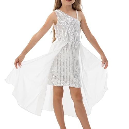 Cutey May Girls Sequin One Shoulder Birthday Party Prom Dress - Image 1