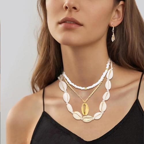 NEWITIN 49 Pieces Gold Jewelry Set for Women Boho Beach Jewelry Set Summer Ocean Seashell Starfish Necklaces Bracelets Toe Rings Earrings for Women thumbnail 5