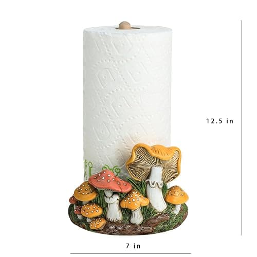 Bicuzat Cute Retro Mushroom Pattern Paper Towel Holder Stand, Resin Crafts Display for Kitchen Countertop, Cafe Western Restaurant Cake Shop Dessert Shop thumbnail 3