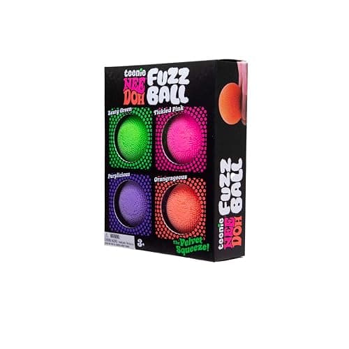 Schylling NeeDoh Teenie Fuzz Ball 4 Pack - Sensory Squeeze Toy - 1.5" in Diameter - Colors May Vary thumbnail 2