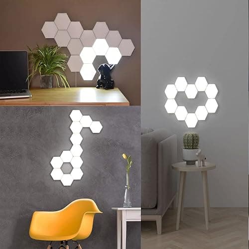 MODOAO Hexagonal Wall Light, Touch Sensitive Modular DIY Lights Geometry Splicing Hex LED Night Light for Living Room, Bedrooms, DIY Lovers, Gifts (3 PCS) thumbnail 6