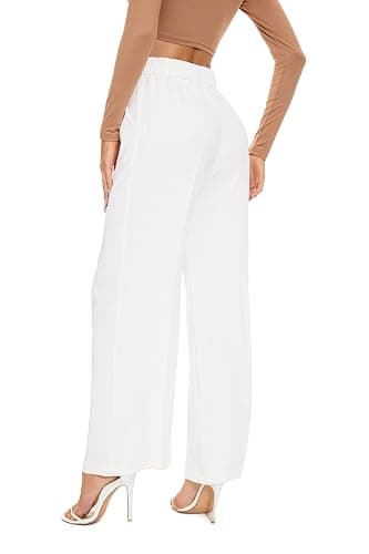 FUNYYZO Wide Leg Pants Women's High Elastic Waisted in The Back Business Work Trousers Long Straight Suit Pants thumbnail 6