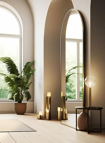 BEVERDY Arched Full Length Mirror, 30" x 71" Oversized, Freestanding or Wall Mounted for Bedroom, Gold thumbnail 3
