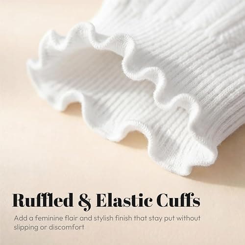 wernies Ruffle Socks Womens 6 Pairs, Cute Ankle Frilly Crew Socks | Lettuce Edge Socks Women Feature Soft Fabric with Elastic Cuffs, Ideal for Daily Wear, Size 5-9/9-12 thumbnail 4