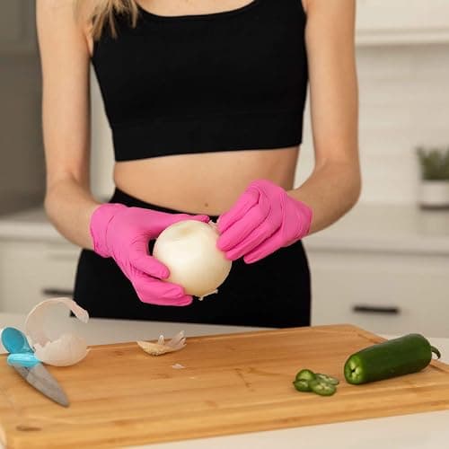 FRAMAR Pink Gloves Disposable Latex Free – Pink Nitrile Gloves Medium, Latex Free Glove Medium, Guantes De Nitrilo, For Hair Dye, Salon, Cleaning, Tattoo, Food Prep, Powder Free – 100 Pack thumbnail 6
