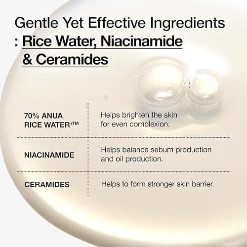 ANUA Rice 70 Glow Milky Toner, for Glass Skin, Rice Water, Niacinamide, Ceramides, Panthenol, Fragrance-Free, Non comedogenic, Fungal Acne Safe, Korean Skin Care, 250ml/8.45fl.oz. thumbnail 5