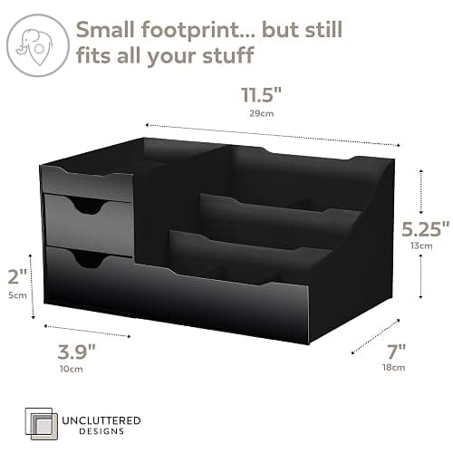 Uncluttered Designs Large Black Vanity Organizer - Countertop Mens Organizer With Drawers for Cologne, Deodorant, Beard, Shaving Lotion, Perfume & Skincare - Perfect for Bathroom & Bedroom Storage thumbnail 4