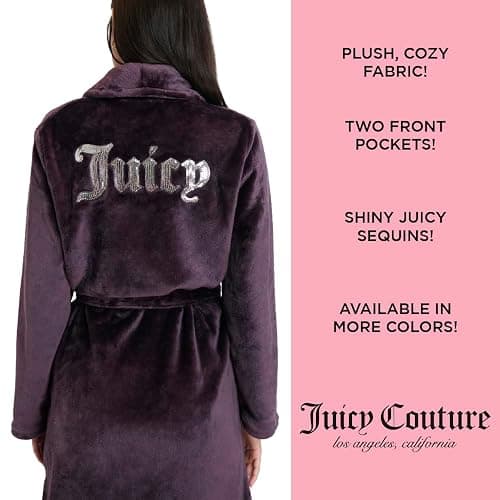 Juicy Couture Women's Super Soft Luxe Plush Shawl Collar Robe thumbnail 5