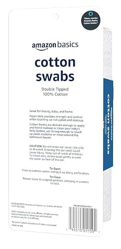 Amazon Basics Double-Tipped Cotton Swabs for Personal Hygiene and Baby Care, Cotton, Versatile, Baby Safe, 500 Count thumbnail 2